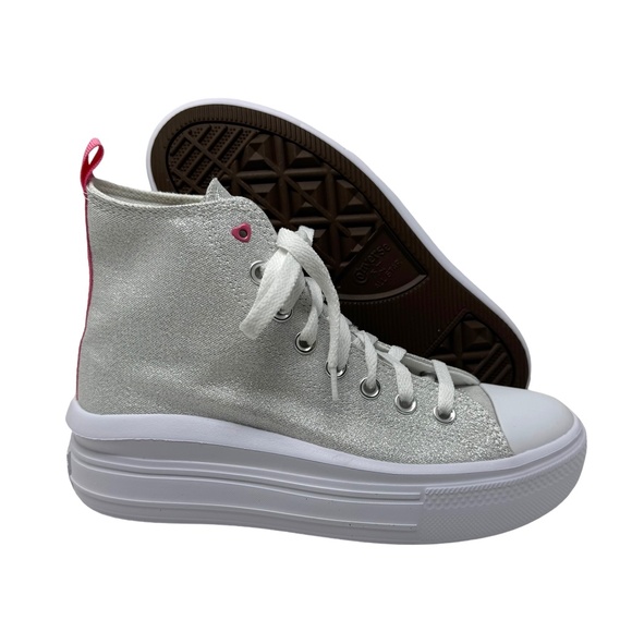 Converse Chuck Taylor Move Platform Shoes Women Kids Canvas Silver Pink A06332C - Picture 3 of 8